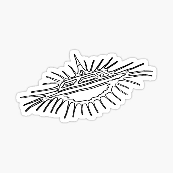 black edge antique spiny ufo Sticker