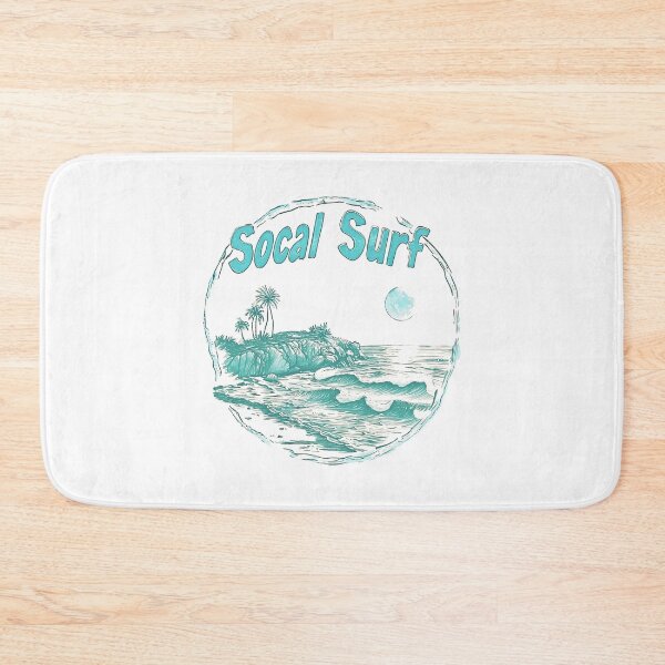 Item preview, Socal Surf - Vintage Silhouette Surf Culture Design with Turquoise Beach Scene, Palm Trees, and Moon designed and sold by YardWest.