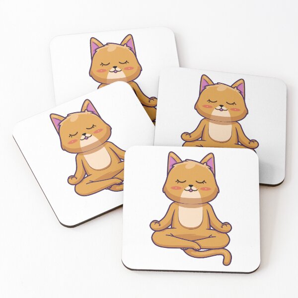 Item preview, Cute Cat Cartoon Doing Yoga Pose Sukhasana. designed and sold by alvariski.