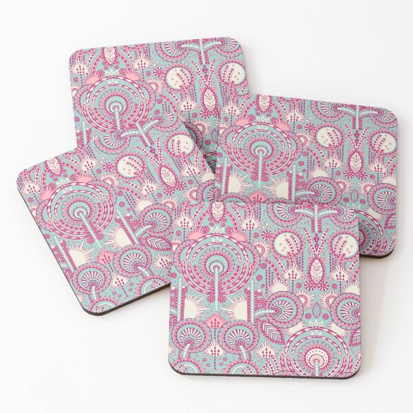 Item preview, Floral Folk Style Stylization, Turquoise and pink version designed and sold by Alex  Blud.