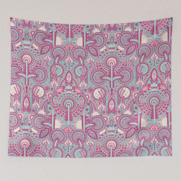 Item preview, Floral Folk Style Stylization, Turquoise and pink version designed and sold by Alex  Blud.