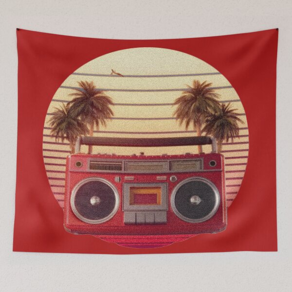 Item preview, Retro sunset, palms and boombox designed and sold by analogsandpixel.