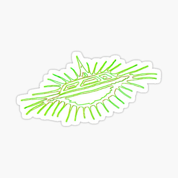 green edge tilted antique spiny ufo Sticker