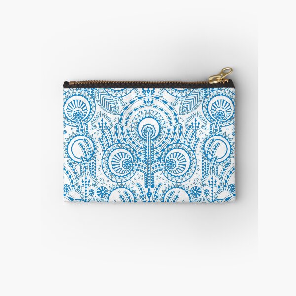 Item preview, Floral Folk Style Stylization, Blue on white background designed and sold by Alex  Blud.