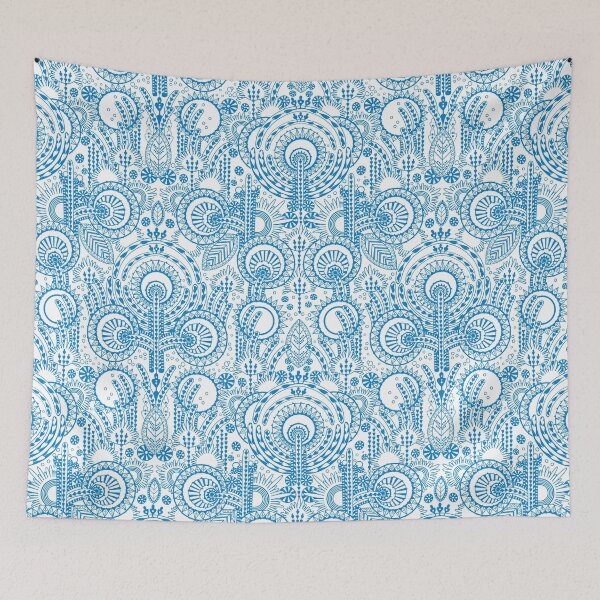 Item preview, Floral Folk Style Stylization, Blue on white background designed and sold by Alex  Blud.