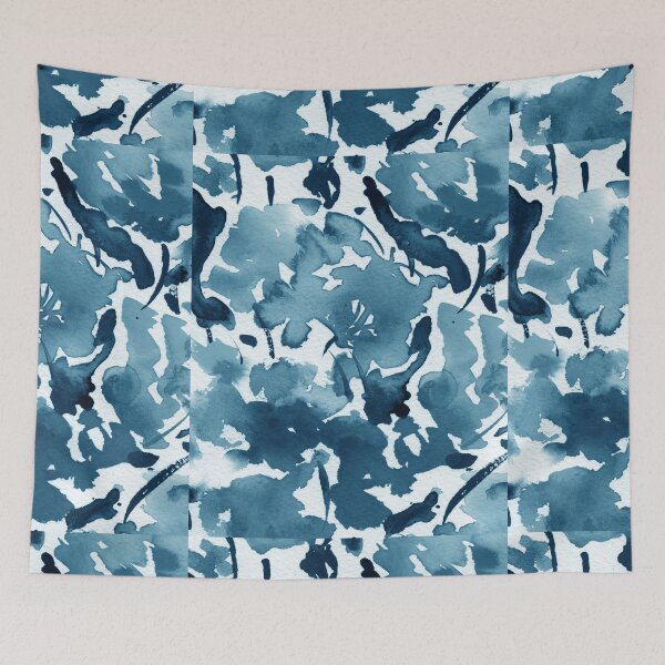 Item preview, Watercolor Deep And Soft Indigo Blue Abstract Floral Splash Design I  designed and sold by Irina Sztukowski.