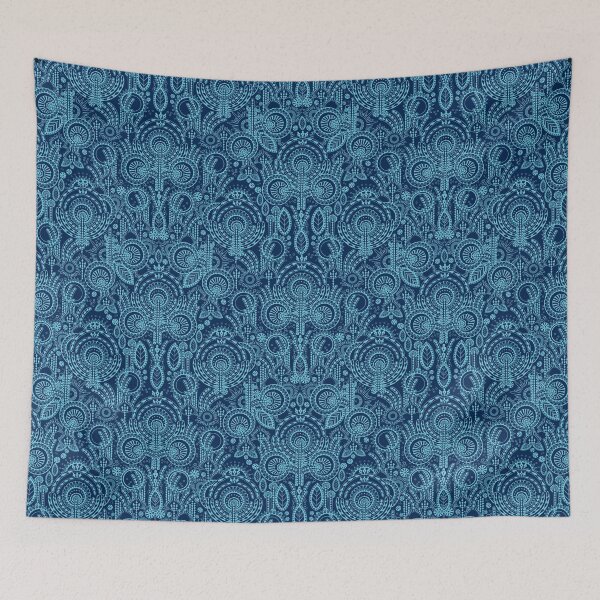 Item preview, Floral Folk Style Stylization, Dark blue version designed and sold by Alex  Blud.