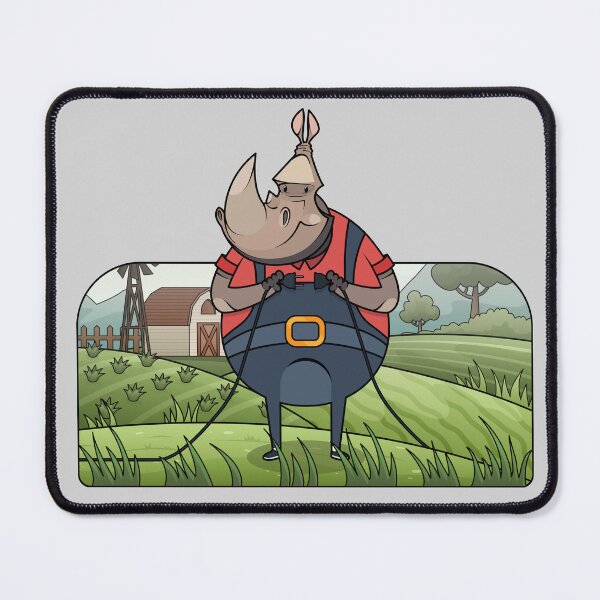 Item preview, Diligent Farmer Rhino Cartoon Animal on Rural Farmland designed and sold by Roentgenie.