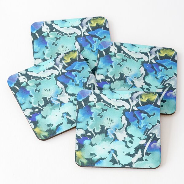 Item preview, Watercolor Deep Teal Bright Blue Abstract Floral Splash Design  designed and sold by Irina Sztukowski.