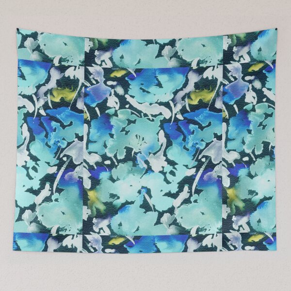Item preview, Watercolor Deep Teal Bright Blue Abstract Floral Splash Design  designed and sold by Irina Sztukowski.