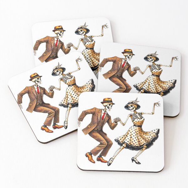 Item preview, Vintage Swing Dancing Skeletons | 1940s Retro Style Skeleton Couple Art designed and sold by Kathryn Creates.