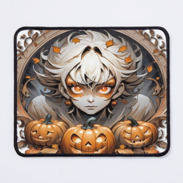 Item preview, Mystical portrait: boy with glowing eyes and pumpkins in front of artistic ornaments designed and sold by FotoworldEdel.