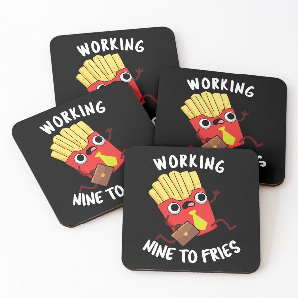 Item preview, Working Nine To Fries Funny French Fries Pun  (Dark BG) designed and sold by punnybone.