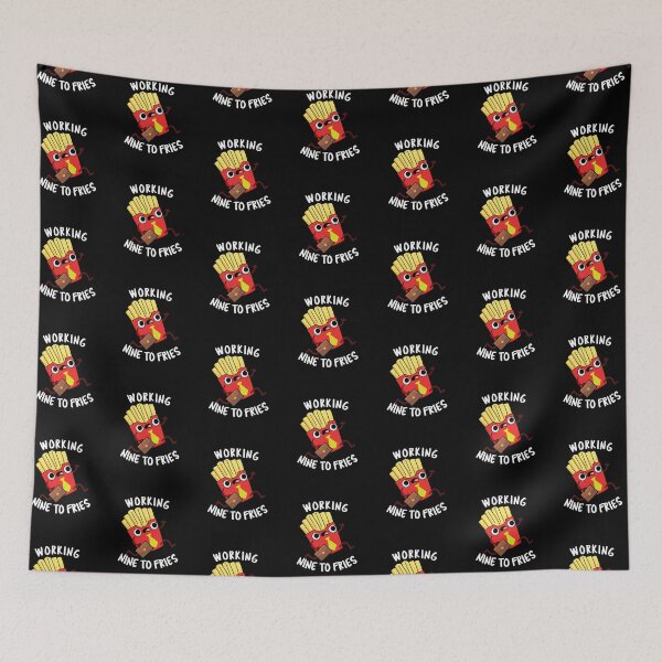 Item preview, Working Nine To Fries Funny French Fries Pun  (Dark BG) designed and sold by punnybone.