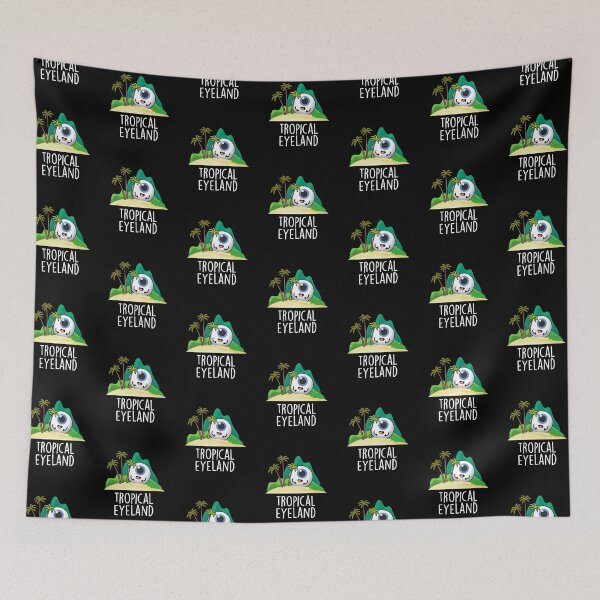 Item preview, Tropical Eye-land Funny Island Pun (Dark BG) designed and sold by punnybone.