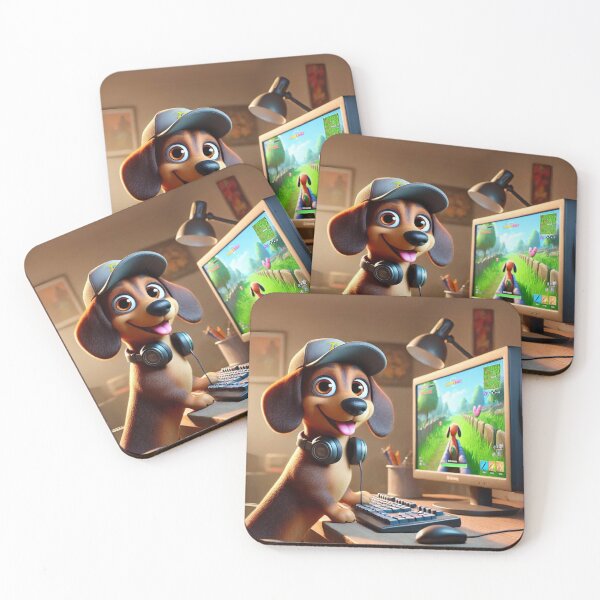 Item preview, Dachshund Gamer in Action designed and sold by Sillytoe.