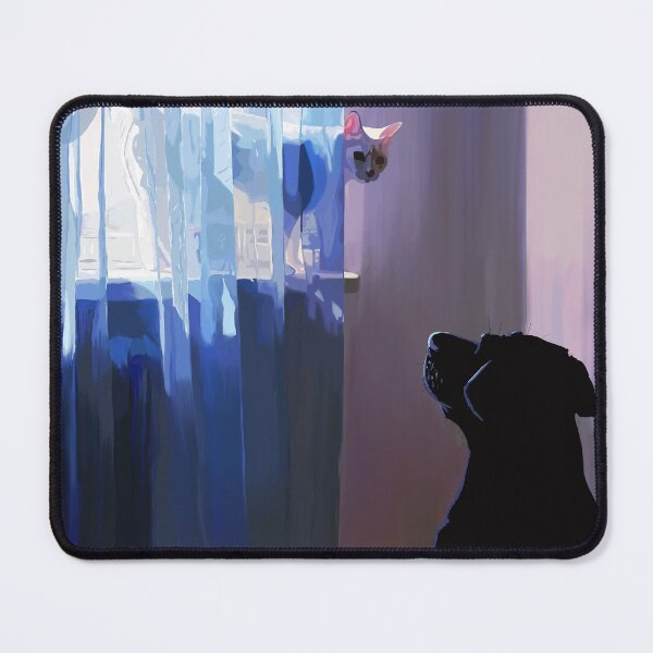 Item preview, Cat behind curtains with labrador dog designed and sold by acer157.