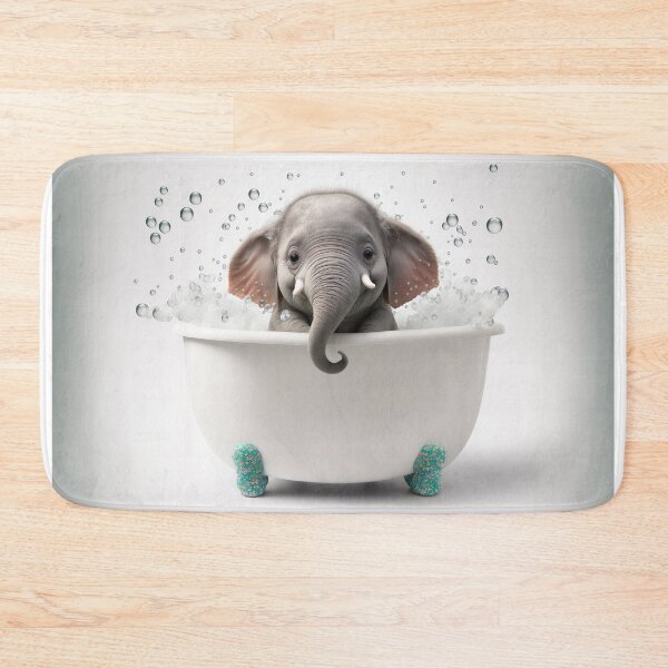 Item preview, Baby Elephant Taking a Bath, Cute Animal Art designed and sold by CheekyAnimalz.