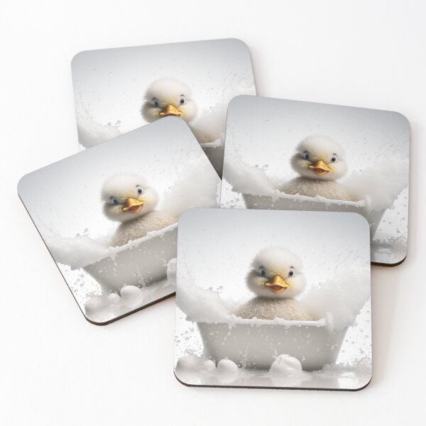 Item preview, Baby Duck Taking a Bath, Cute Animal Art designed and sold by CheekyAnimalz.