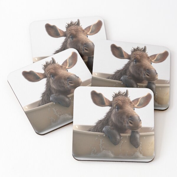 Item preview, Baby Moose Taking a Bath, Cute Animal Art designed and sold by CheekyAnimalz.