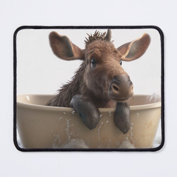 Item preview, Baby Moose Taking a Bath, Cute Animal Art designed and sold by CheekyAnimalz.