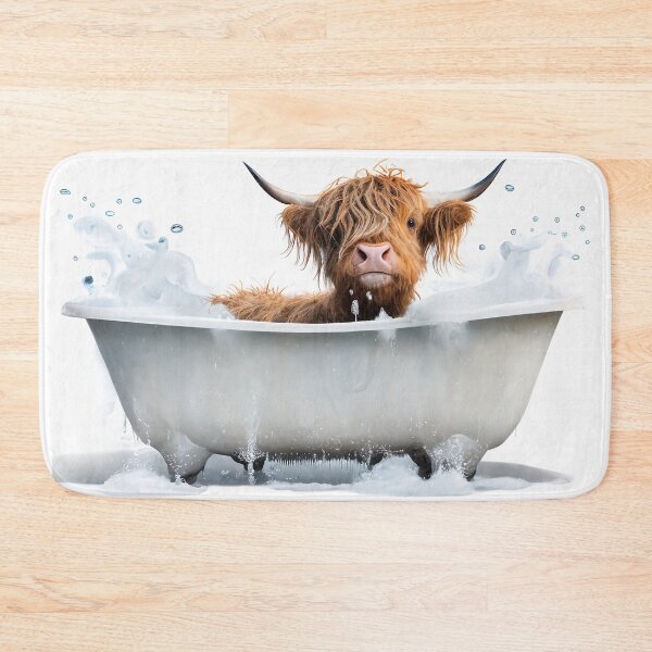 Item preview, Baby Highland Cow Taking a Bath, Cute Animal Art designed and sold by CheekyAnimalz.