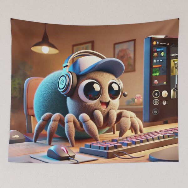 Item preview, Gamer Diving Bell Spider at the Keyboard designed and sold by Sillytoe.