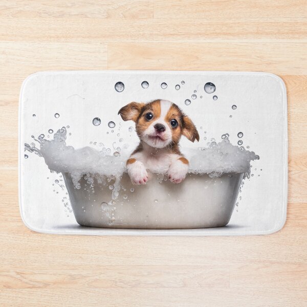 Item preview, Dog Pup Taking a Bath, Cute Animal Art designed and sold by CheekyAnimalz.