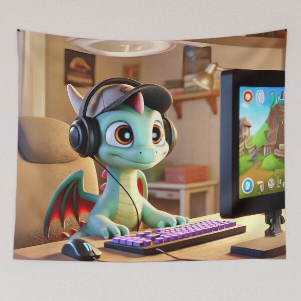 Item preview, Gaming Dragon in Action designed and sold by Sillytoe.