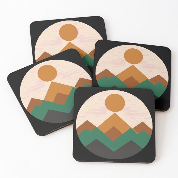 Item preview, Geometric Mountain Landscape with Sunset - Modern Nature Art designed and sold by TurtleDojo.