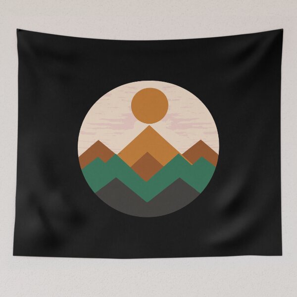 Item preview, Geometric Mountain Landscape with Sunset - Modern Nature Art designed and sold by TurtleDojo.
