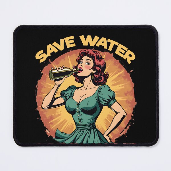Item preview, Save Water Drink Wine Retro Woman Fun Vintage Wine Lover Art designed and sold by janastefa.