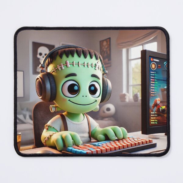 Item preview, Gamer Frankenstein at the Keyboard designed and sold by Sillytoe.