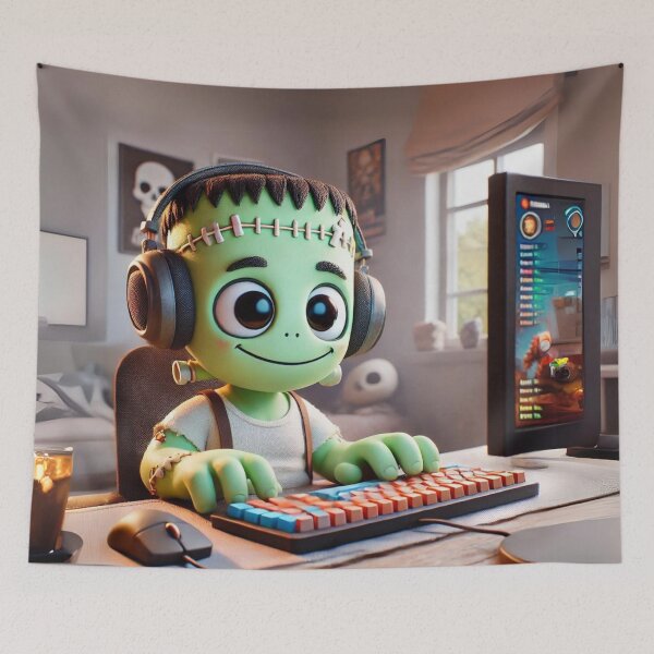 Item preview, Gamer Frankenstein at the Keyboard designed and sold by Sillytoe.