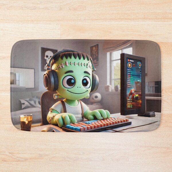 Item preview, Gamer Frankenstein at the Keyboard designed and sold by Sillytoe.