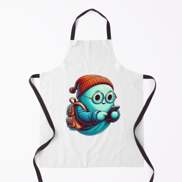 Item preview, Blue back to school, college,cute ghost wearing glasses, Bennie ,busy in phone. designed and sold by God's Message.