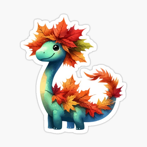 Artikel-Vorschau von Kawaii Herbst-Dinosaurier Brontosaurus, designt und verkauft von TomFrontierArt.