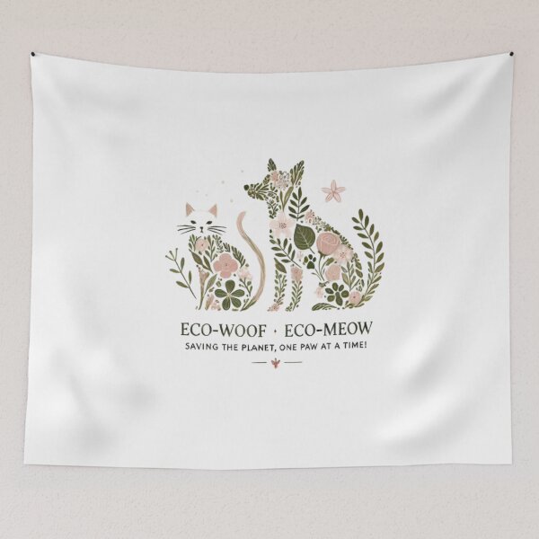 Item preview, Floral Cat and Dog Promoting Eco-Friendly Living designed and sold by yuxin2009.