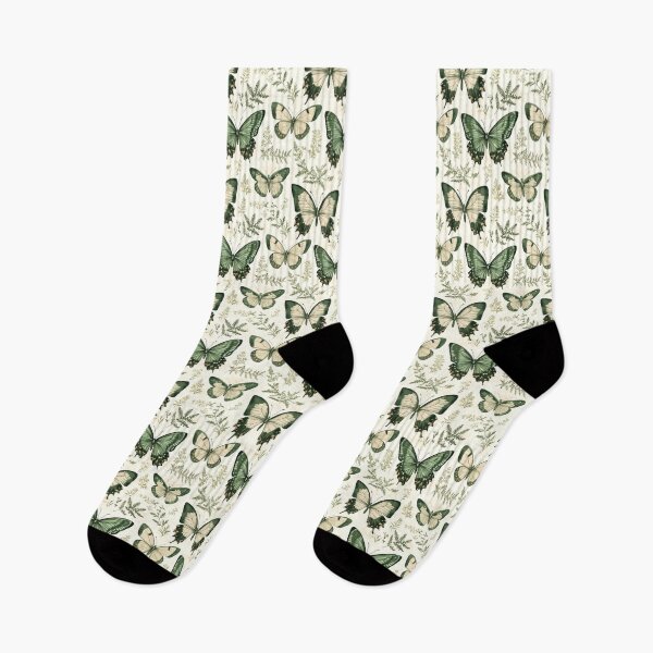 Item preview, Vintage Green Butterflies and Ferns Seamless Pattern designed and sold by VoyteksDesigns.