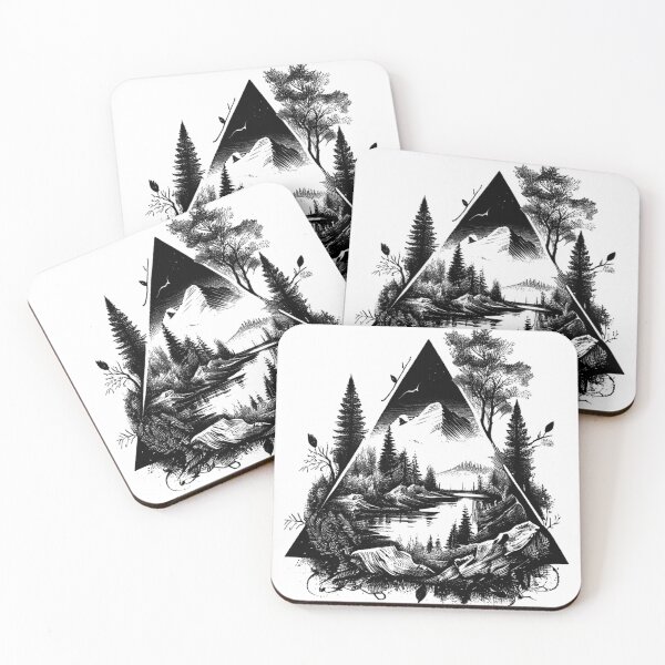 Item preview, Mountain Landscape Inside Triangle Shape - Geometric Nature Art designed and sold by TurtleDojo.