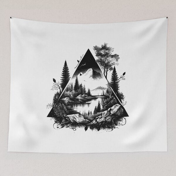 Item preview, Mountain Landscape Inside Triangle Shape - Geometric Nature Art designed and sold by TurtleDojo.