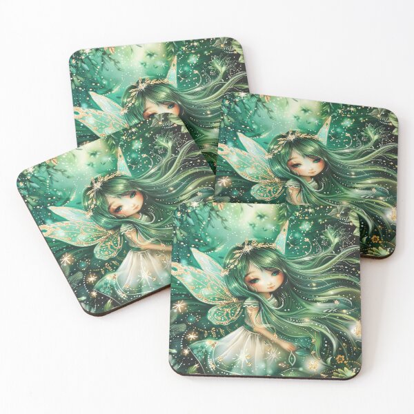 Item preview, Green elf in the shining fairy forest designed and sold by ARTelierDigital.