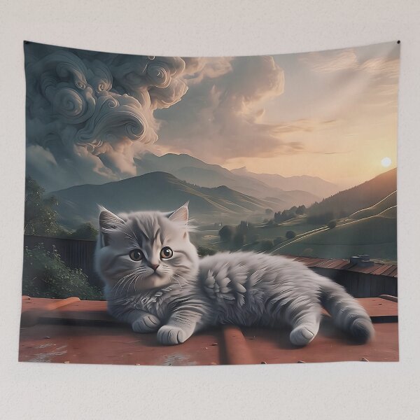 Item preview, Cat lying on roof designed and sold by PixelParadies.