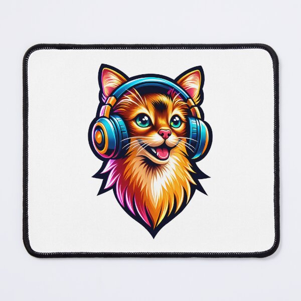 Item preview, Charming Somali Cat Listening to Music with Earphones Sticker designed and sold by EnchantSticks.