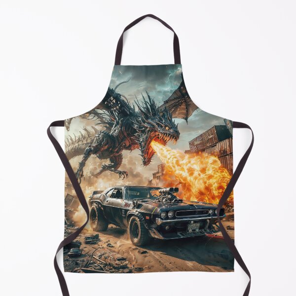 Item preview, Muscle sports car chased by mech dragon dragon art designed and sold by TheArtistOf2022.