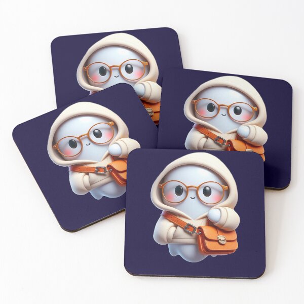 Item preview, Hooded ghost,back to college,school,cute ghost wearing hoodie, glasses and backpack designed and sold by God's Message.