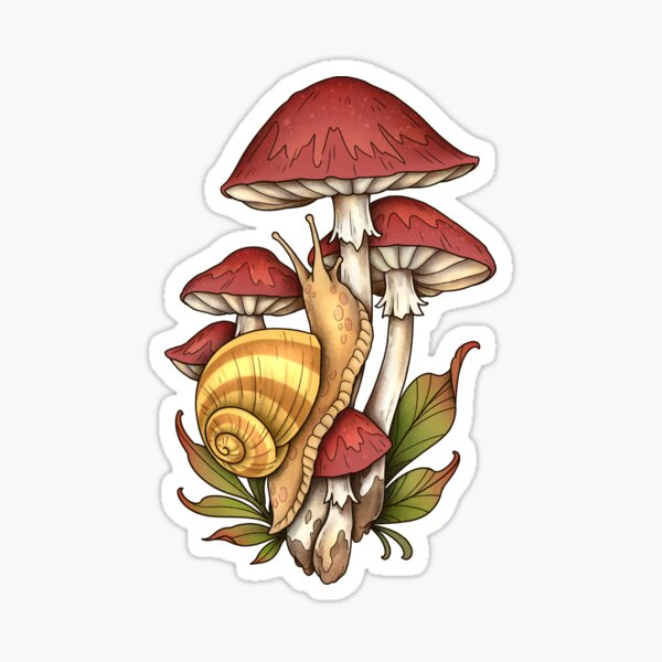 Item preview, Cute Snail On Mushrooms Fungi Fern Slug Cottagecore Fairy Grunge Fairycore Witchcraft Woods Forestcore Mosscore Green Witch designed and sold by Veymoth.