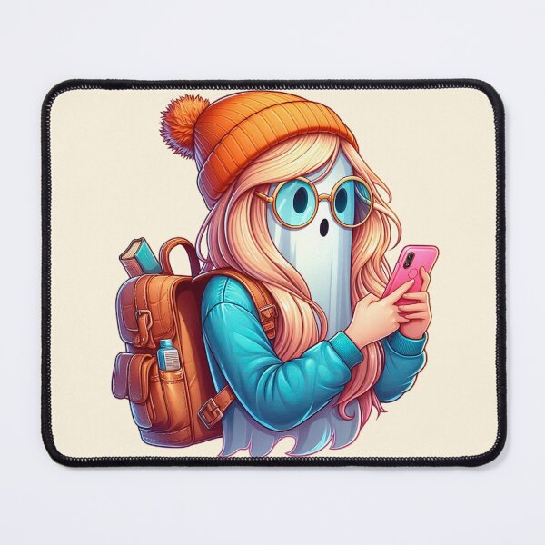 Item preview, Ghostly girl ,back to college,school,cute ghost wearing bennie glasses and backpack designed and sold by droverashop.