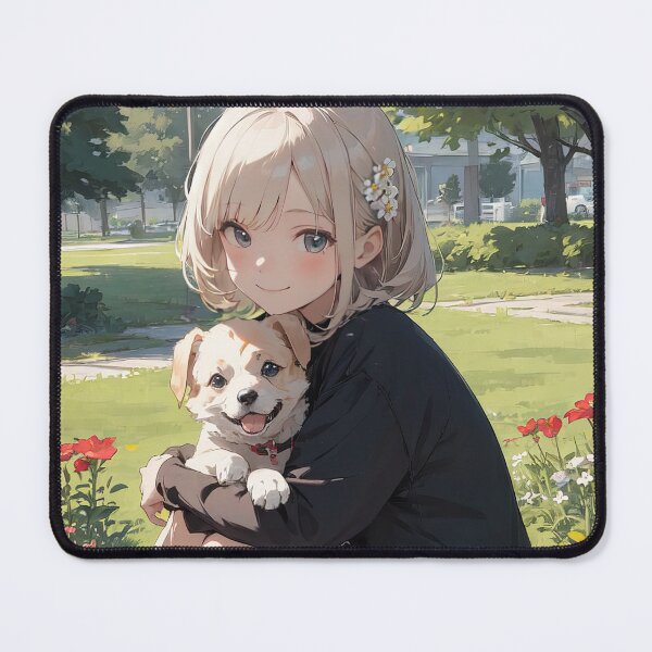 Item preview, Anime small girl with dog in field art designed and sold by TheArtistOf2022.