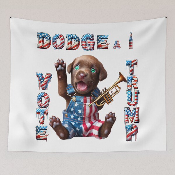 Item preview, Dodge a Bullet, Vote Trump (Brown Lab Patriot Edition)4 designed and sold by FashionFusionFL.